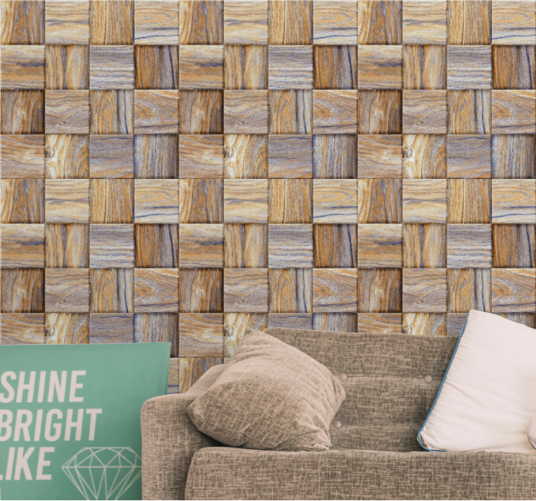 Woven Wood wood effect wallpaper - TenStickers